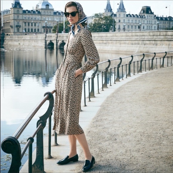 J. Crew Leopard Print Midi Dress with Pockets - Picture 5 of 6